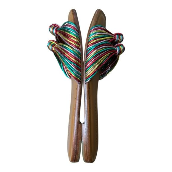 Veronica Beard Gemma Rainbow Metallic Knotted Flat Slide 36.5 6.5 - Picture 4 of 8
